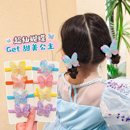Girls Hair Rope Sequins Butterfly Elastic Hair Bands Candy Colors Scrunchies Ponytail Holder Rubber Bands