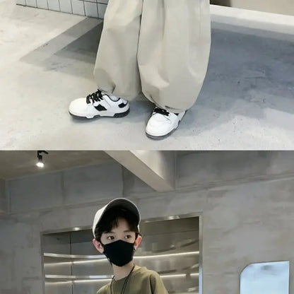 New Teenage Children's Clothing Big Boys Summer Cotton Set Summer Loose Boy Handsome T-shirt+ Lantern Pants Set Outfits
