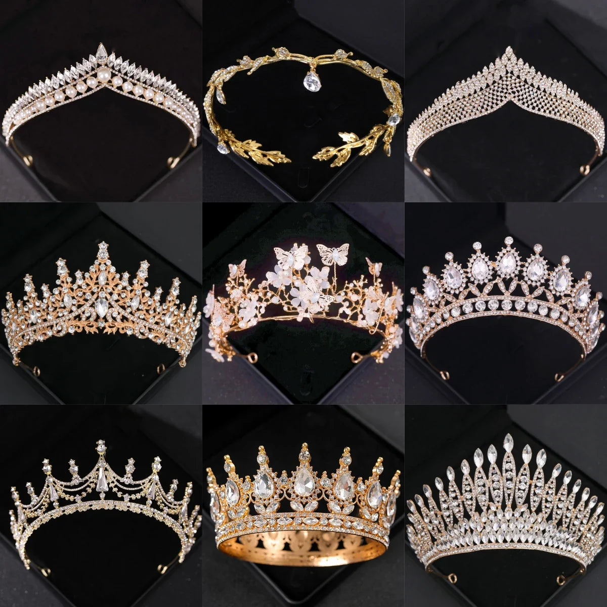 Gold Crystal Tiaras And Crowns Headband Rhinestone Prom Diadem Crown Bridal Wedding Hair Accessories Jewelry Crown Tiara Gift