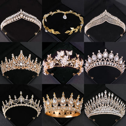 Gold Crystal Tiaras And Crowns Headband Rhinestone Prom Diadem Crown Bridal Wedding Hair Accessories Jewelry Crown Tiara Gift