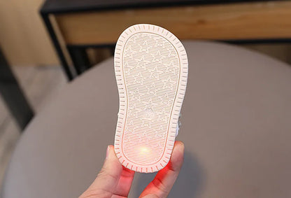 New Fashion LED Light Kid Shoes Simple Versatile Retro Girl Shoe Princess Flower Lightweight  Elegant Kid Sandals