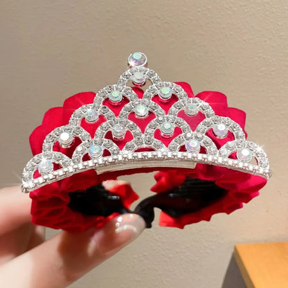 Children's New Year Crown Pearl Crystal Chinese Hair Claw Rhinestone for Princess Dress