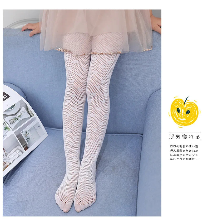 Girls Princess Pantyhose Children Children Summer Thin leggings Mesh Stockings Little Princess White Tight Love Soft Hosiery
