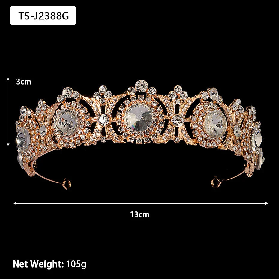 Efily Gold Color Wedding Tiaras and Crowns for Pearl Rhinestone Headband Bride Headpiece Jewelry