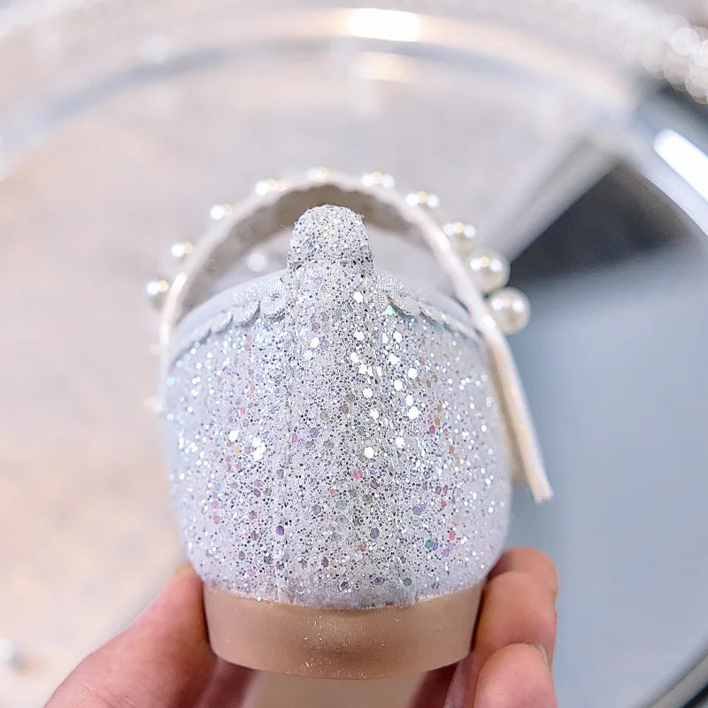 Bowtie Kids Leather Shoe Fashion Causal Sequins Children Causal Wedding Flat Shoes Autumn Girl Princess Shoes