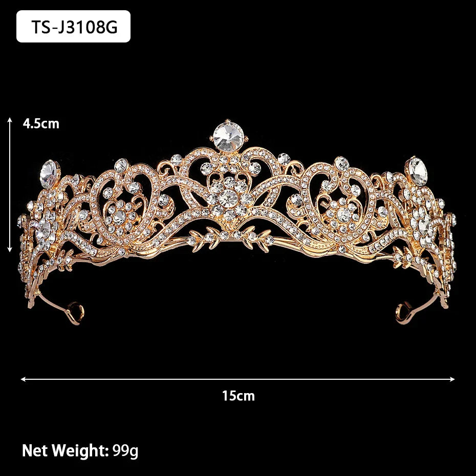 Efily Gold Color Wedding Tiaras and Crowns for Pearl Rhinestone Headband Bride Headpiece Jewelry