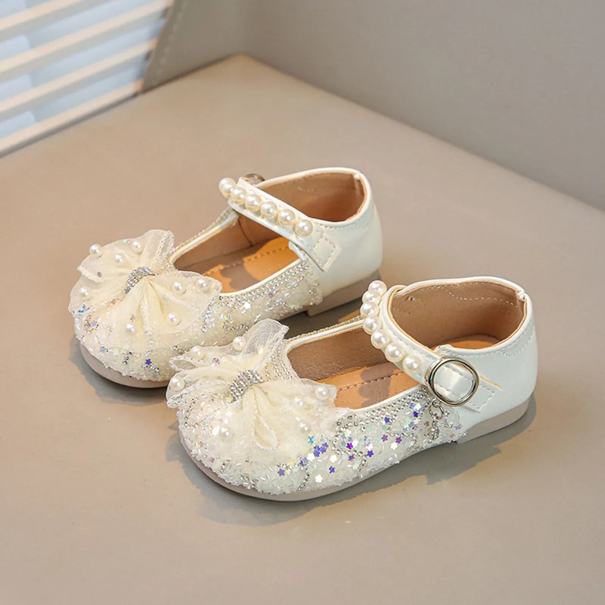 Big Girls Slides Girls Sandals Closed Toe Heels Wedding Party Shoes Sequins Bow For Toddler