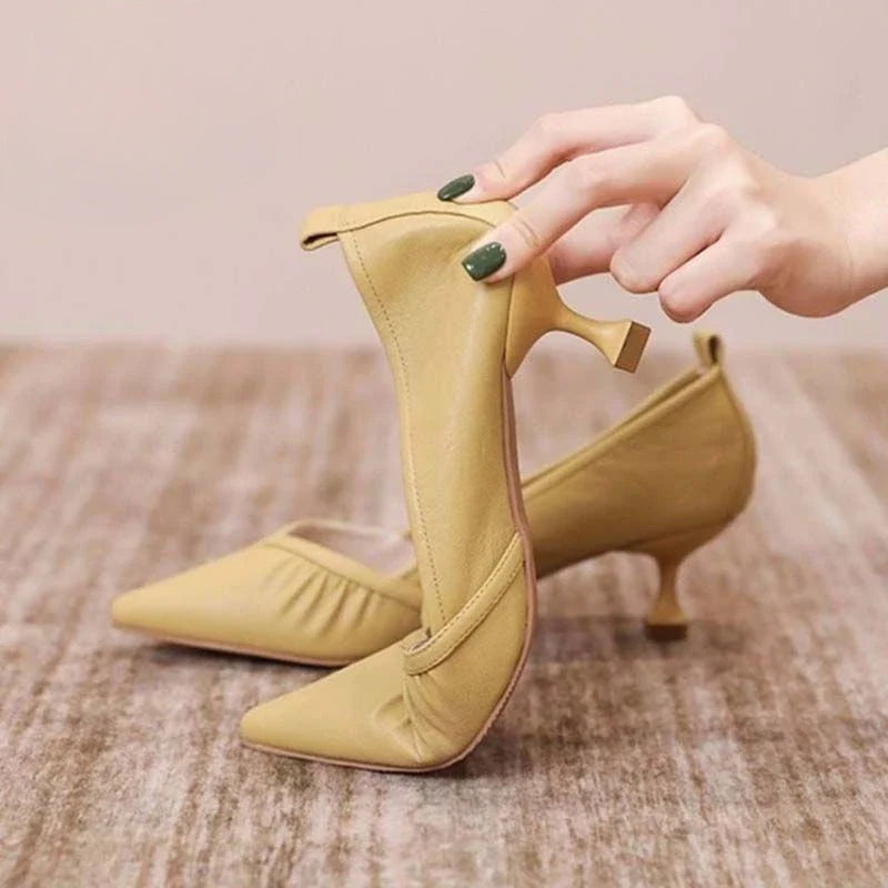Women's Shoes Formal Black Ladies Pumps with Medium Heels Pointed Toe Luxury Brand Elegant Dress Popular Stylish Lastest Y2k A L