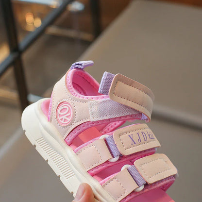 Summer Anti-Slippery Little Kids Sandals for Girls Non-Slip Soft Sole Toddler Beach Shoes School Versatile Chic Casual Footwear