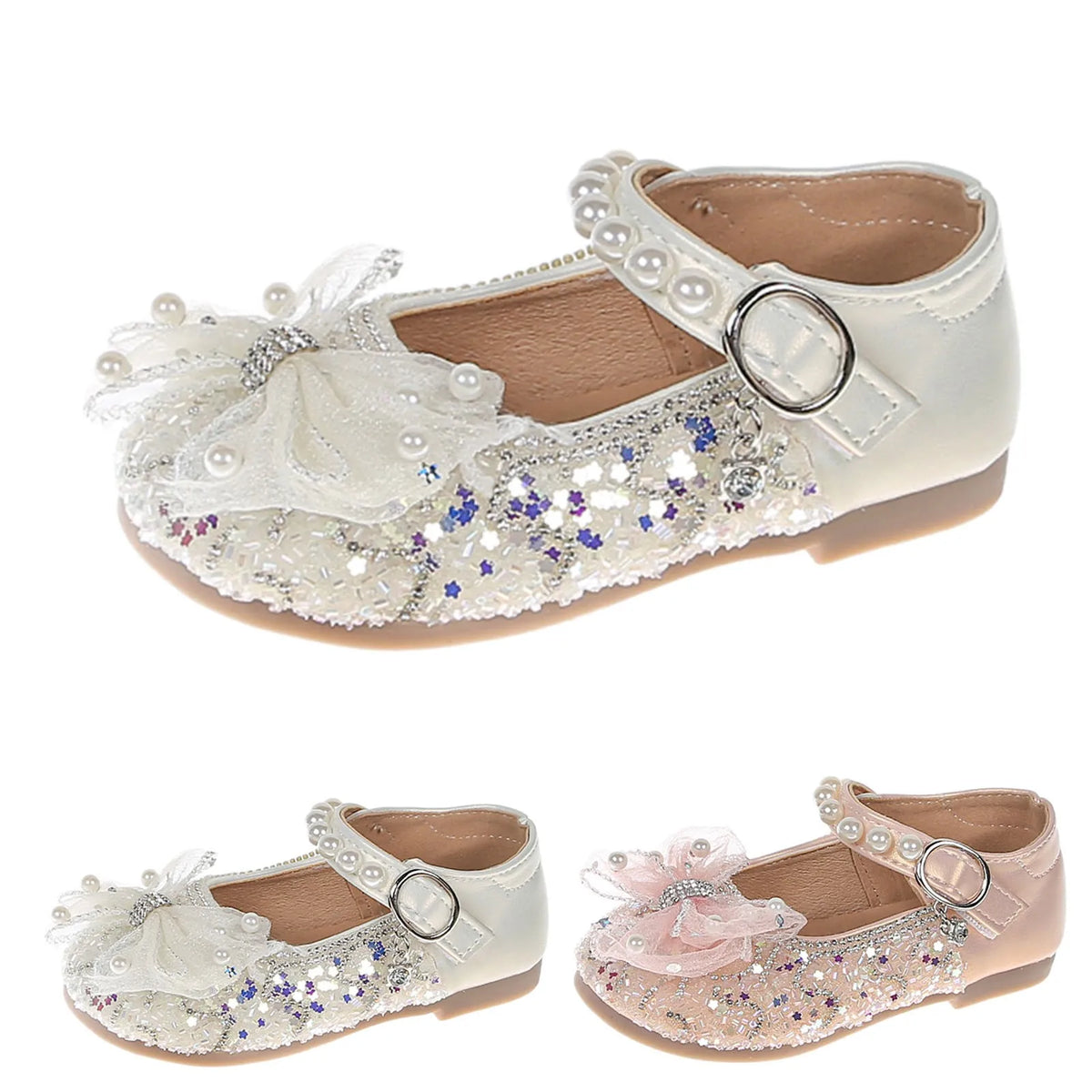 Big Girls Slides Girls Sandals Closed Toe Heels Wedding Party Shoes Sequins Bow For Toddler