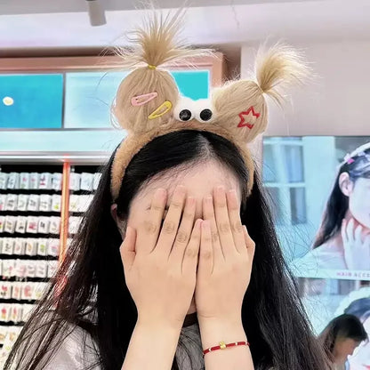 Girls Face Wash Headband Plush Skin Care Bath Shower Makeup Hair Band Soft Absorbent Cartoon Clown Doll Hair Accessories