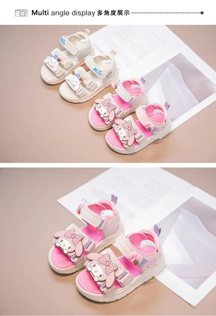Kids Girls Sandal Sanrio Kawaii Anime Melody Children Shoes Girly Heart Summer Cute Cartoon Student Beach Shoes