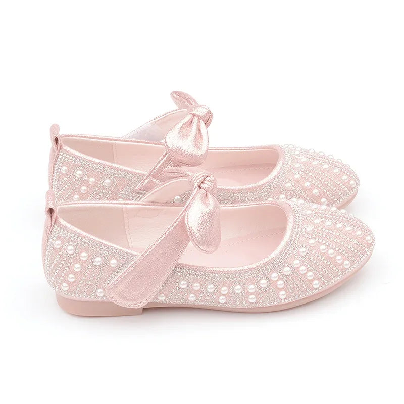 Girls Shoes Striped Bowtie Princess Shoes Kids Leather Shoes Big Girls Flats Children Single Shoes Fasion Soft Sole Toddlers