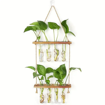 Creative green radish hydroponic plant glass transparent vase flower arrangement water flower pot hemp rope test tube wall hangi