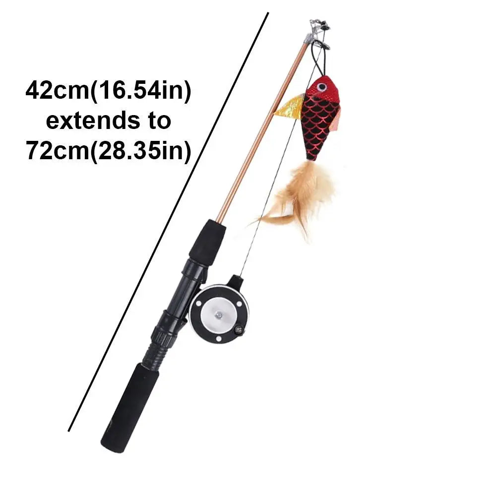 Retractable Cat Teaser Wand Toy Ultra-Long Refills Cat Feather Toys Catnip Fishing Rod Interactive Cat Toys for Indoor Cats