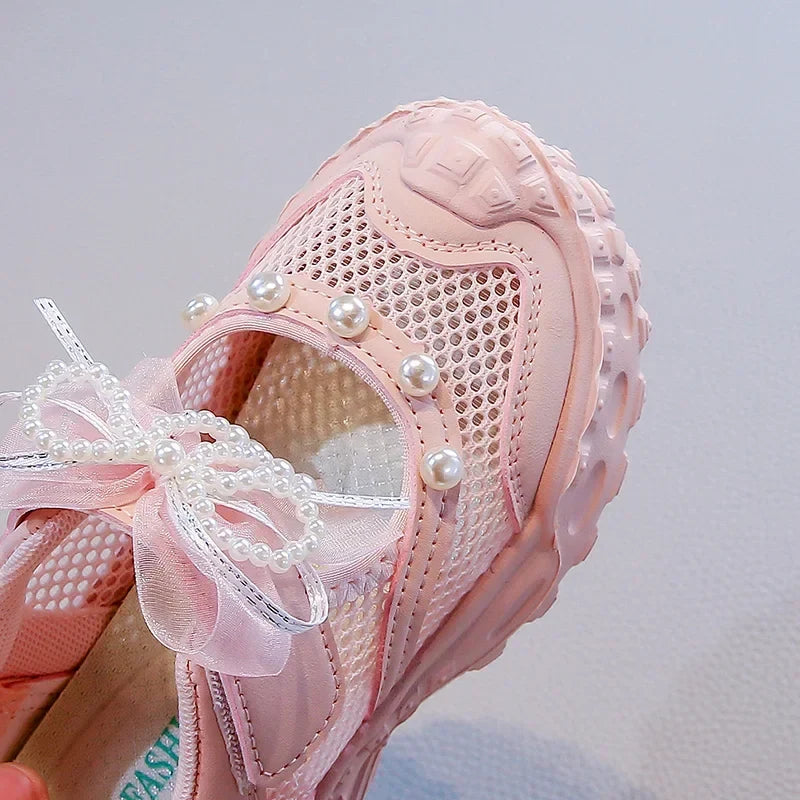 Summer Children School Running Sandals Sweet Breathable Girls Mesh Sports Sandals Non-slip Fashion Kids Princess Cut-outs Shoes
