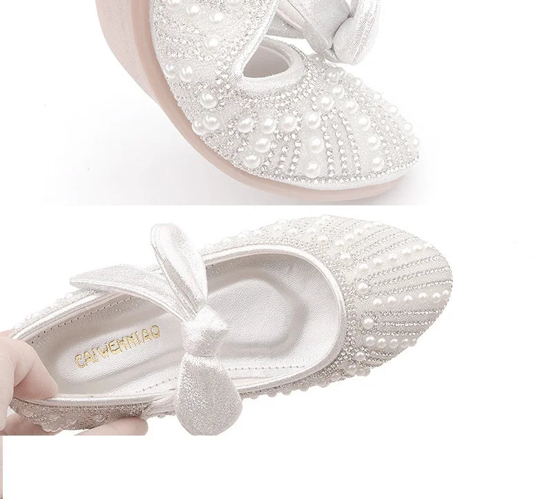 Girls Shoes Striped Bowtie Princess Shoes Kids Leather Shoes Big Girls Flats Children Single Shoes Fasion Soft Sole Toddlers
