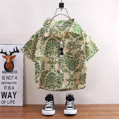 Children's shirts summer style short sleeved boys' tops baby coats children's clothing Hong Kong style casual trend wholesale