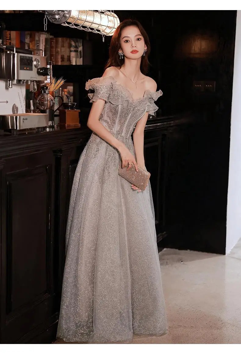Banquet Evening Dress for Women New Style Spring and Summer One Shoulder Elegant Annual Meeting Host Fairy Style Birthday Dress