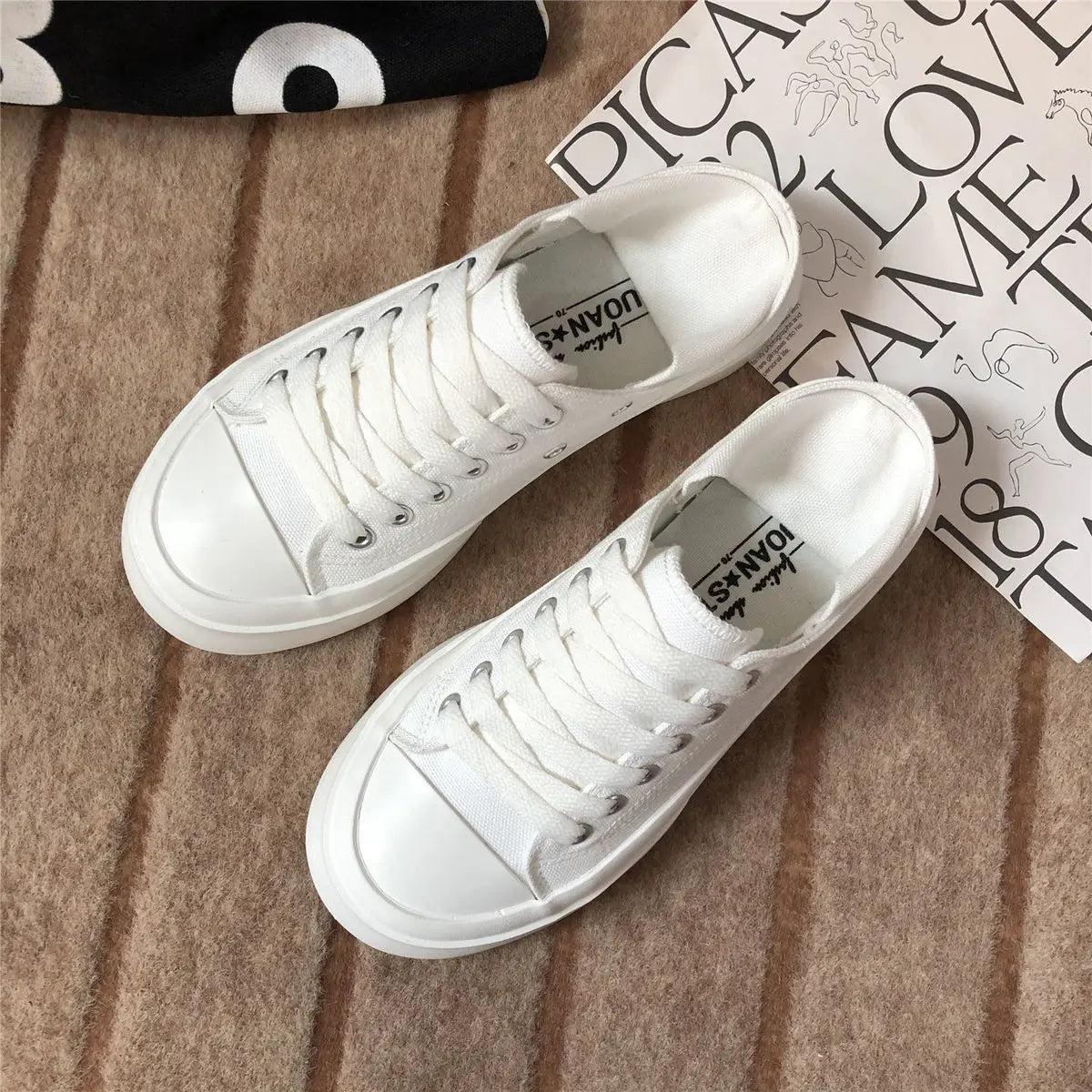 Women's Shoes Round Toe Female Footwear Canvas White High On Platform Stylish Offer New Arrival 2025 Cheap Low Price Urban