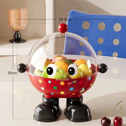 Dopamine Large Capacity Snack Fruit Plate Cartoon High Foot Design Drain Basket Thickened with Lid Tea Table Plate Living Room
