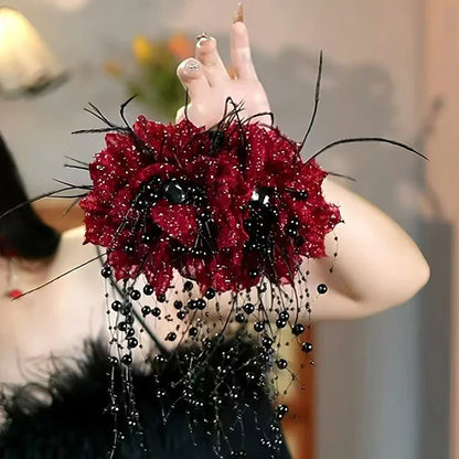 Fashion Fairy Butterfly Feather Tassel Hair Claw Shark Clips Temperament Mesh Flower Claw Clip Women Headwear Hair Accessories