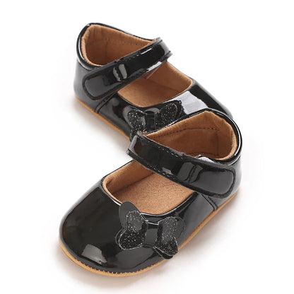 Spring and Autumn Bow Mary Jane Princess Shoes  Baby Girl Rubber Bottom Anti slip Sneaker