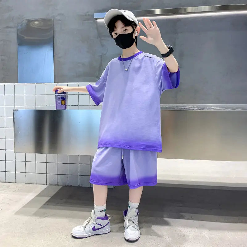 Boys Summer Suits Loose and casual Clothes Fashion Short Sleeves Shirt Shorts Outfits Children Top+Pants Sets 2pcs 4-18T
