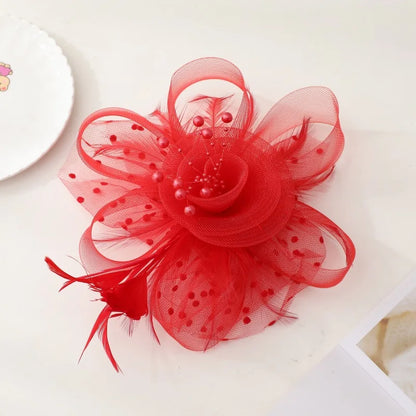 Women's Fashion Flower Feather Bead Hair Clip Bridal Hairband Brida Barrettes Hair Accessories Jewelry