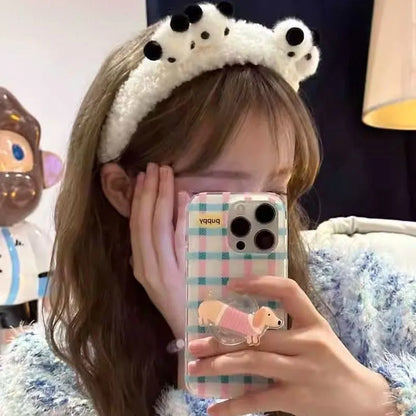 Plush Cute Panda Hair Band Female Autumn Winter Bear High Skull Headband