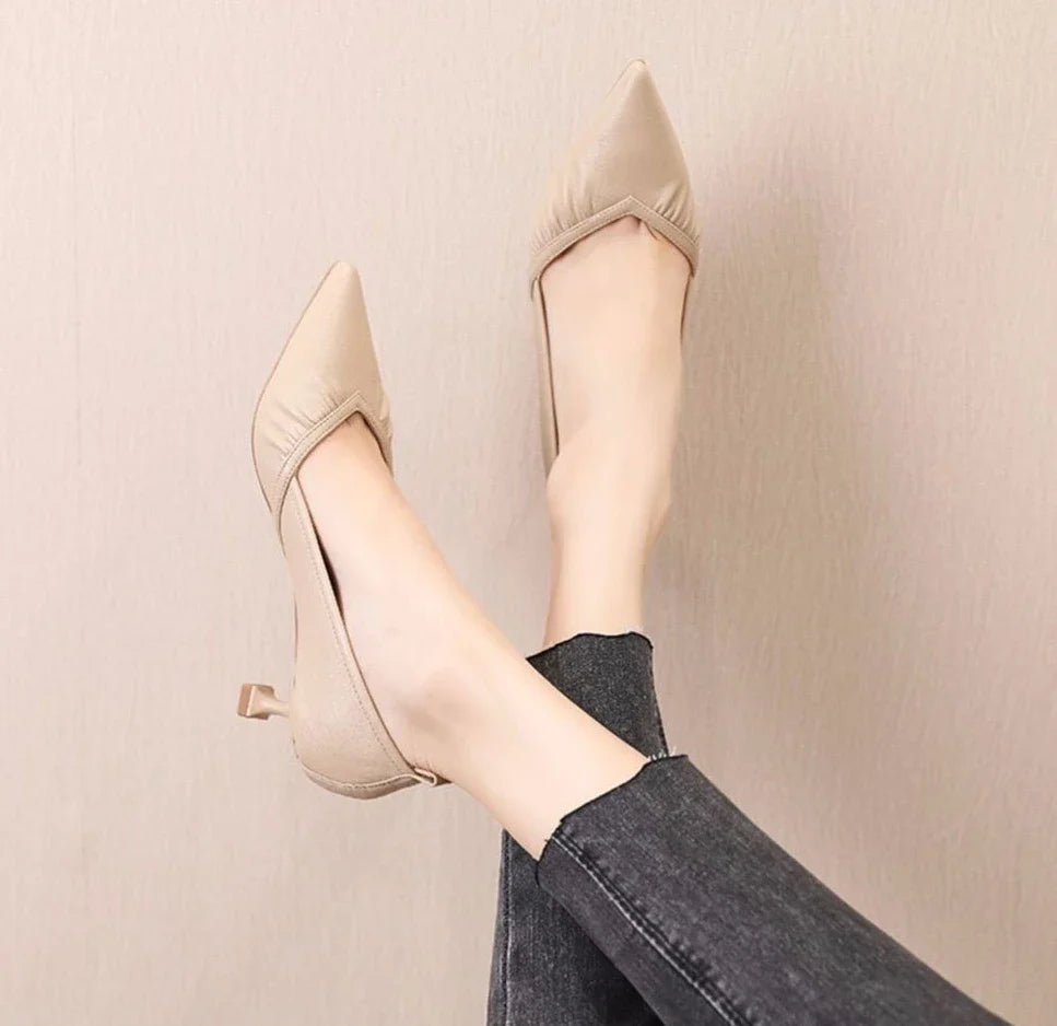 Women's Shoes Formal Black Ladies Pumps with Medium Heels Pointed Toe Luxury Brand Elegant Dress Popular Stylish Lastest Y2k A L