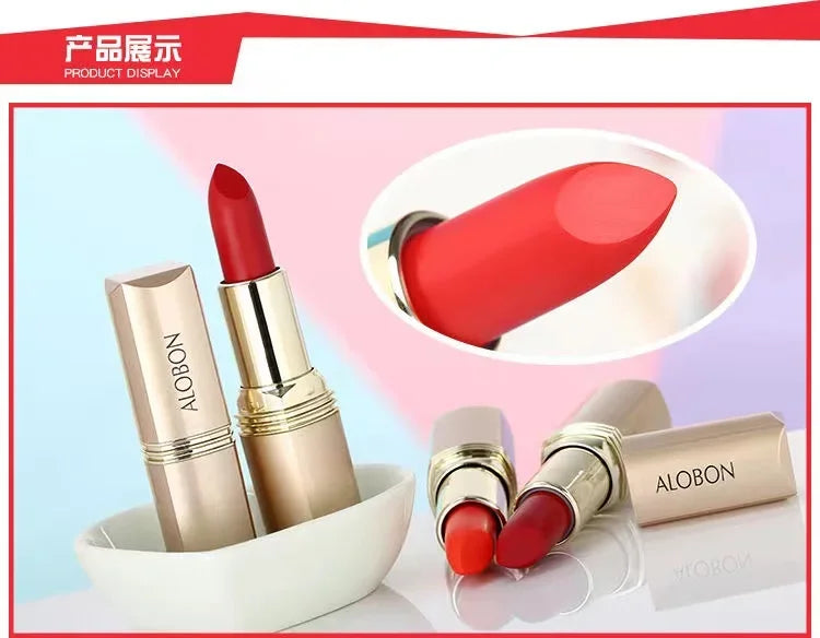Pink Lipstick Waterproof Matte 24 Hours Long Lasting Non-Stick Cup Red Rose Lip Tint Velvet Cosmetic Women Make Up