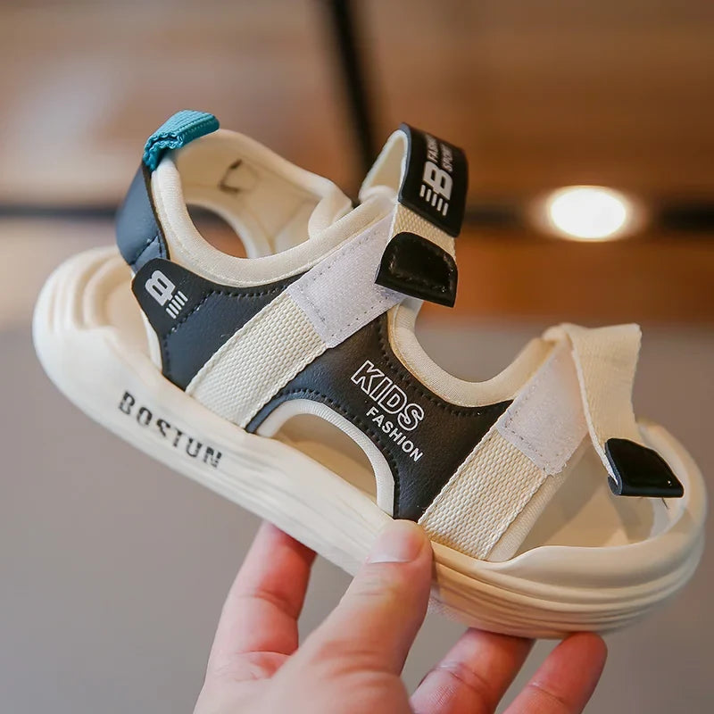 New Hot Sales Black Beige Soft Boys Girls Beach Shoes Casual Non-slip Kids Baby Sports Sandals