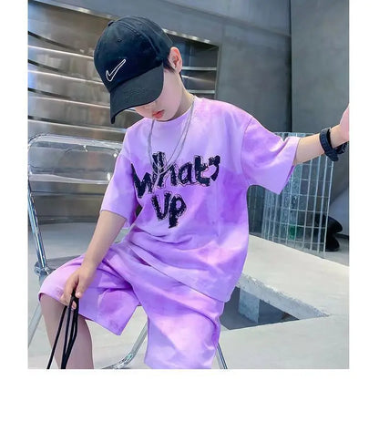 Teenage Boy Set kid clothing Suit Cotton Summer Outing Clothes Top Shorts 2PCS Clothing for Children's