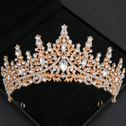Gold Crystal Tiaras And Crowns Headband Rhinestone Prom Diadem Crown Bridal Wedding Hair Accessories Jewelry Crown Tiara Gift