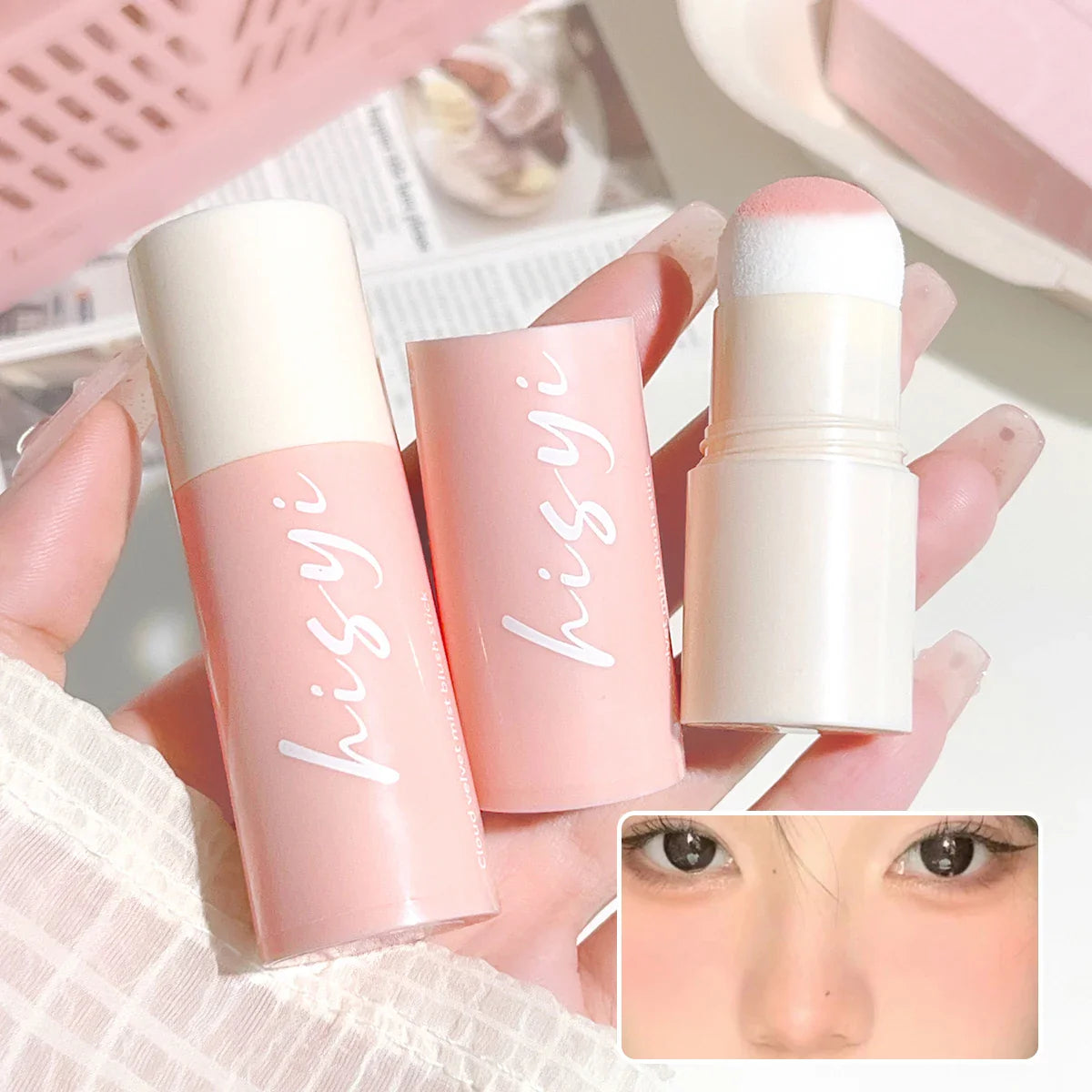 Soft Fog Blush Stick - Energetic and Bouncy, Korean Style, Brightening, Dual-Use for Lips and Cheeks