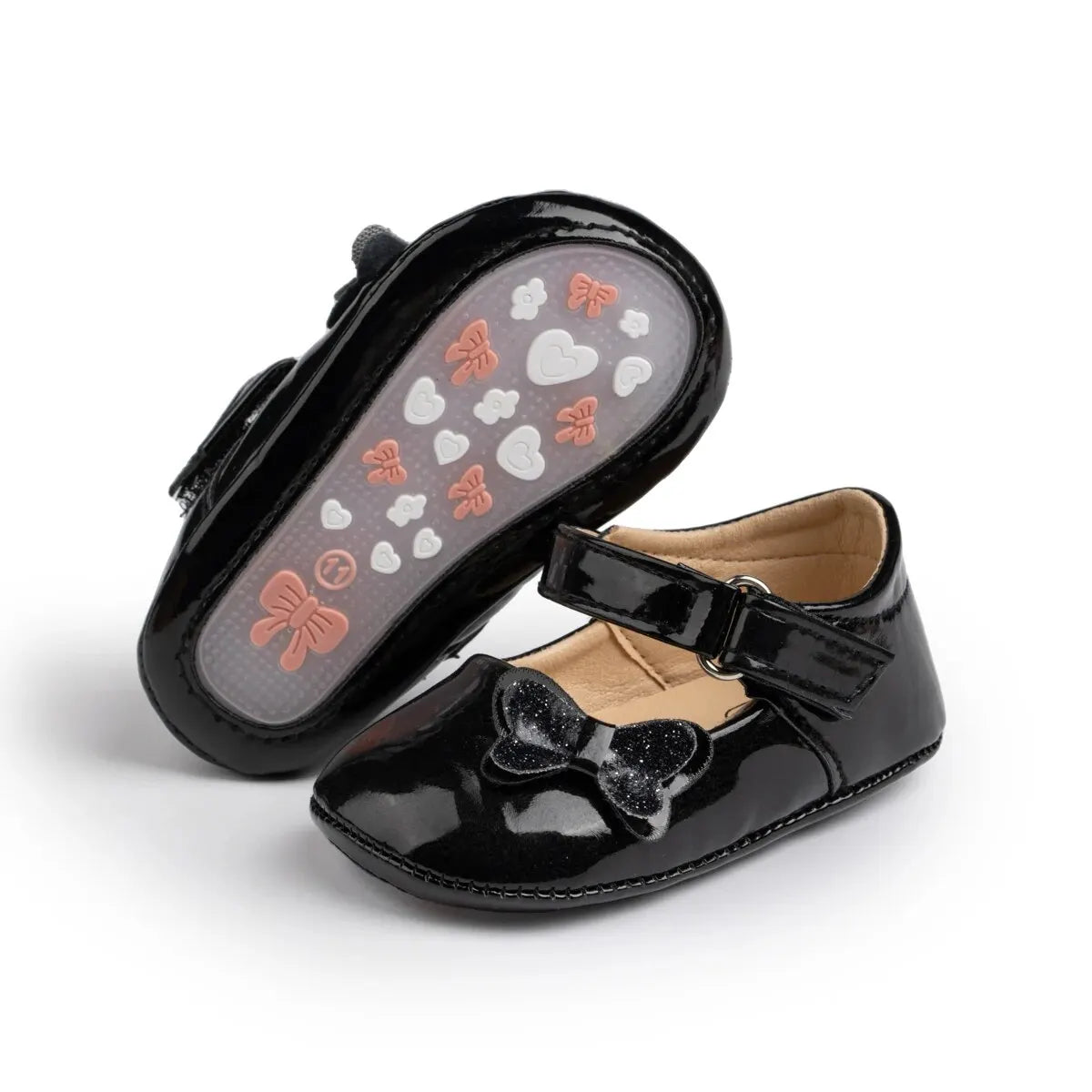 Meckior Baby Girl Shoes Newborn PU Leather Bowknot Dress Infants Shoes Rubber Non-Slip Toddler First Walker Baby Shoes Girls