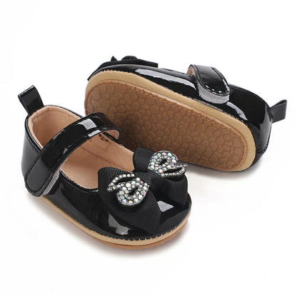 Spring and Autumn Bow Mary Jane Princess Shoes  Baby Girl Rubber Bottom Anti slip Sneaker