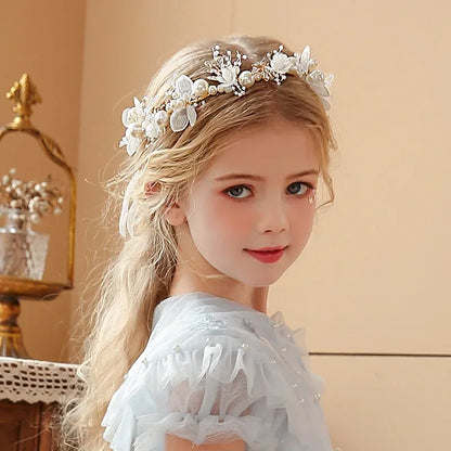 Elegant Girls Headband Lmitated Pearl Hair Headdress Baby Girls Flower Wreath Bride Garland Head Hoop Wedding Headbands Hair