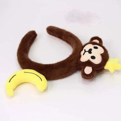 Sweet Hair Accessories Dachshund Hair Hoop Plaid Bow New Year Headwear Red Headband Moon Creative Cartoon Monkey Hairband Girls