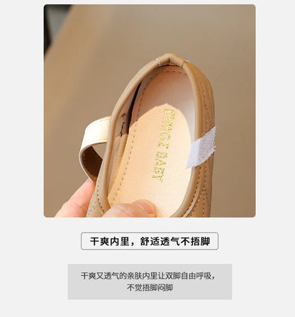 Spring Autumn New Single Shoes Shallow Mouth Bean Shoes Women's Baby Soft Women's Children's Leather Shoes