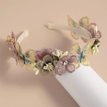 Advanced Handmade Flower Girls Headbands Cute Pearl Feather Wedding Crown Princess Dance Party Headwear Fashion Hoop Accessories