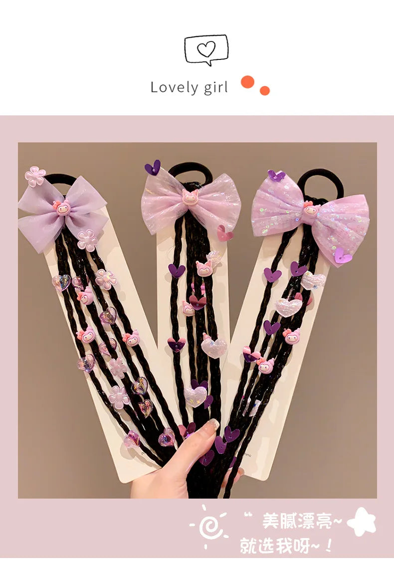 Children's baby cute braid hair tie high ponytail headband hair accessory kawaii gift new style
