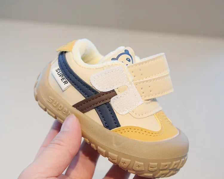 Baby Sneakers Warm Fur Inside Infant Shoes Autumn Winter Little Boys Girls Casual Shoes For Baby Pink, Yellow