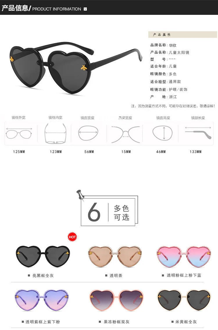 Children Sunglasses Heart-Shape Baby Gradient Sun Shade Cartoon Summer Girls Sunglasses Travel Beach Lovely Sunglasses