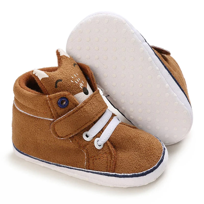 Autumn and Spring Brown Baby Sneakers for Boys 0-12 Months First Walking Shoes