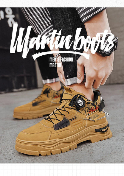 Men's Casual Outdoor Boots Fall Breathable Trendy Versatile Leisure Knob Board Shoes Anti-slip Riding Fashion Sneakers