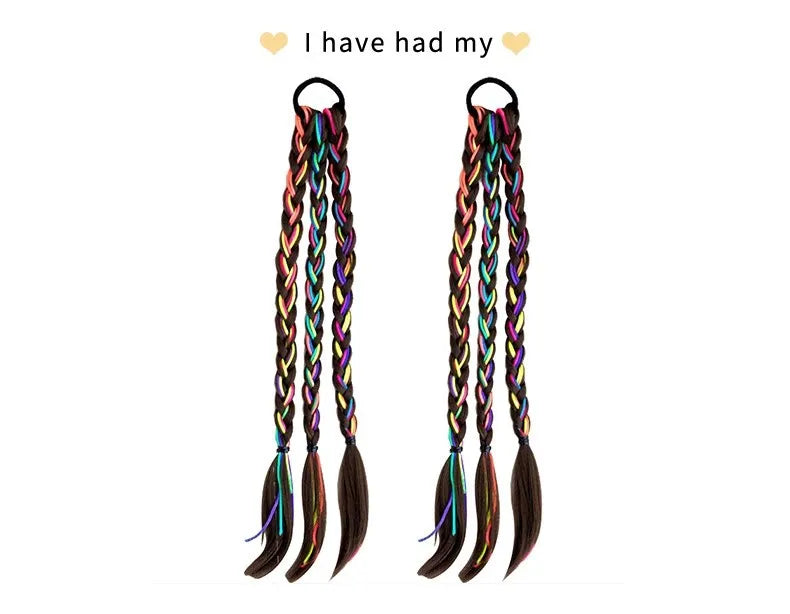 Children's boxing braids, wigs, headband, internet famous hot girls tie their hair, braids, rubber bands, girls' long hair, dirt
