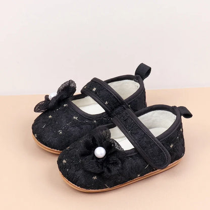 Baby Girls Princess First Walking Toddler Shoes With High Quality Embroidery Design And TPR Sole For 0-18M Baby
