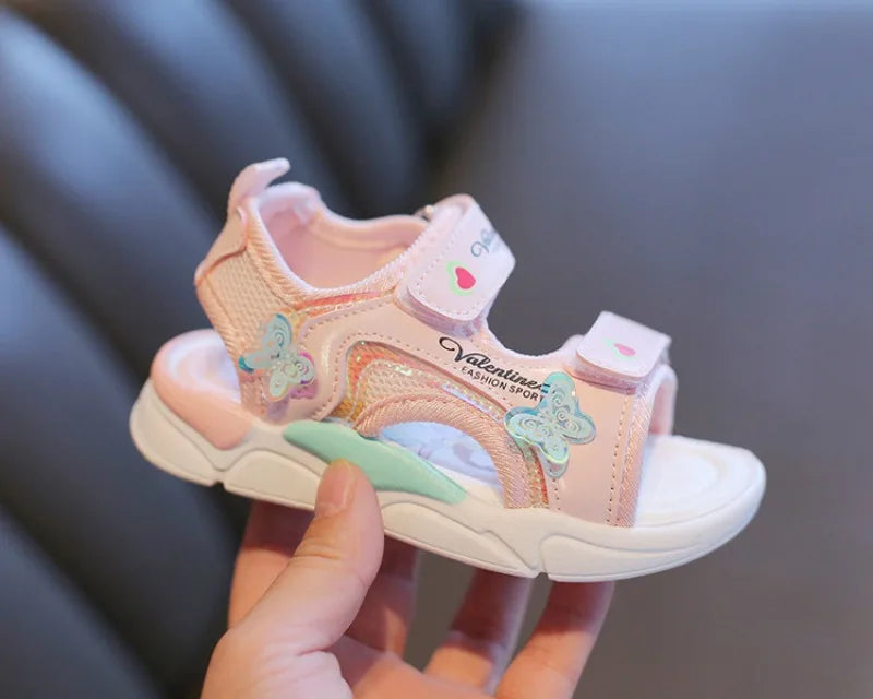 Sandalias Princess Sandals Summer New Cartoon Girl Shoe Soft Sole Baby Sandals Fashion Beach Shoe Flat Sandals Kid Shoe